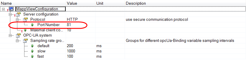 MappView帮助助手 > Mapp View > 指南 > 开始工作 > 将HMI应用程序添加到活动配置中 > 配置mapp View服务器